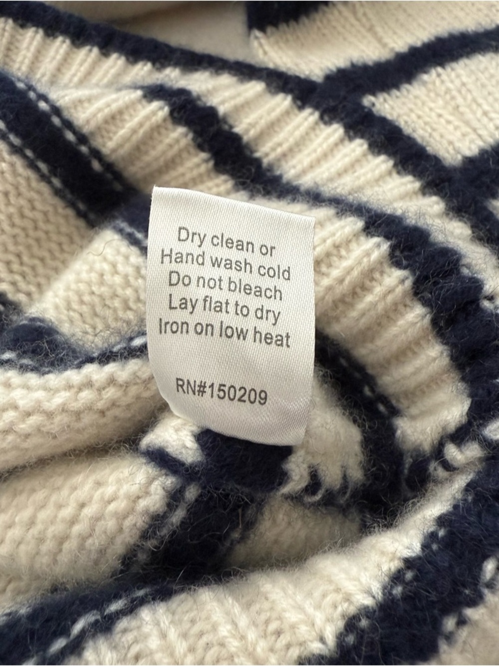 La Ligne Hardy Striped 100% Cashmere Pullover Sweater Medium Blue Cream Knit - Picture 10 of 13